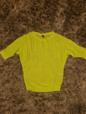 Express Neon Yellow Mesh Short Sleeve Top